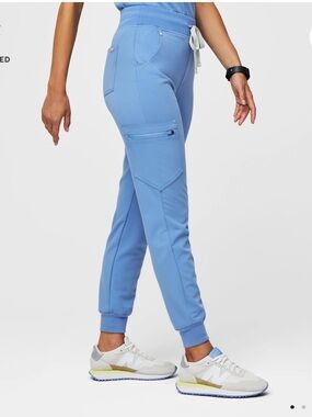 Figs Zamora High Waisted Scrub Pant Ceil Blue